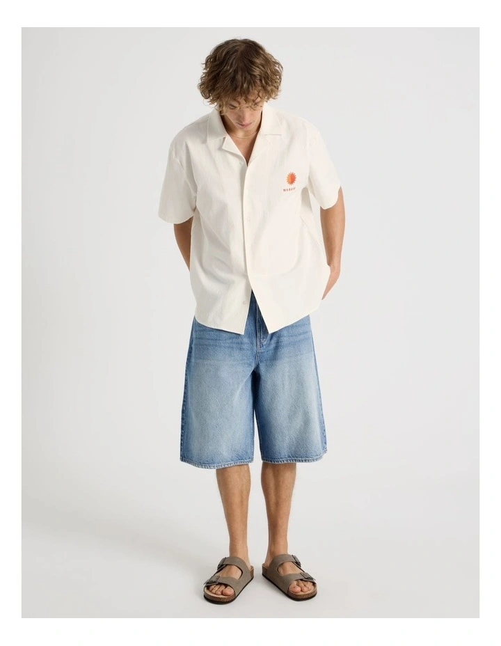 Embroidered Short Sleeve Shirt in White image 7