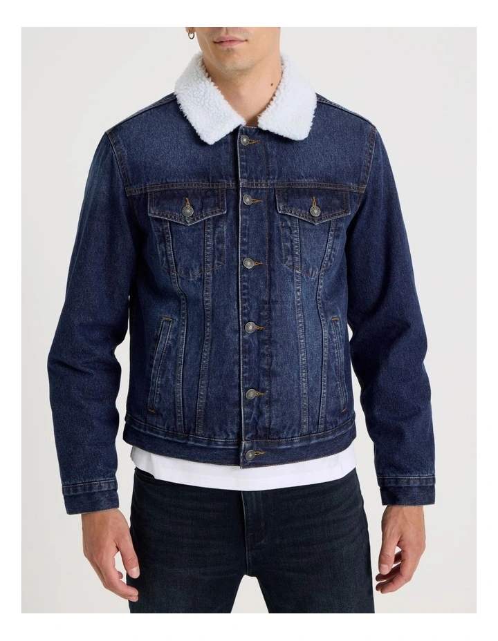 Type 3 Sherpa Trucker Jacket in Mid Blues image 3