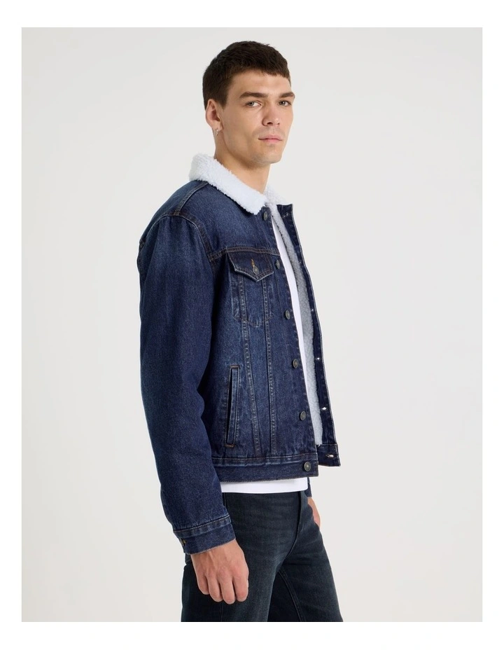 Type 3 Sherpa Trucker Jacket in Mid Blues image 4