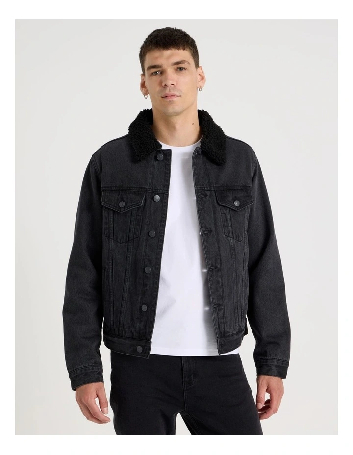Type 3 Sherpa Trucker Jacket in Black image 1