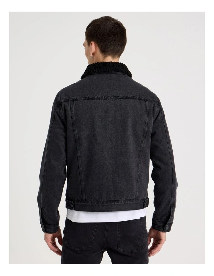 Type 3 Sherpa Trucker Jacket in Black image 6