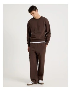Wide Leg Trackpant in Brown