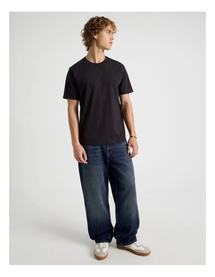 Crew Neck T-Shirt in Black image 3