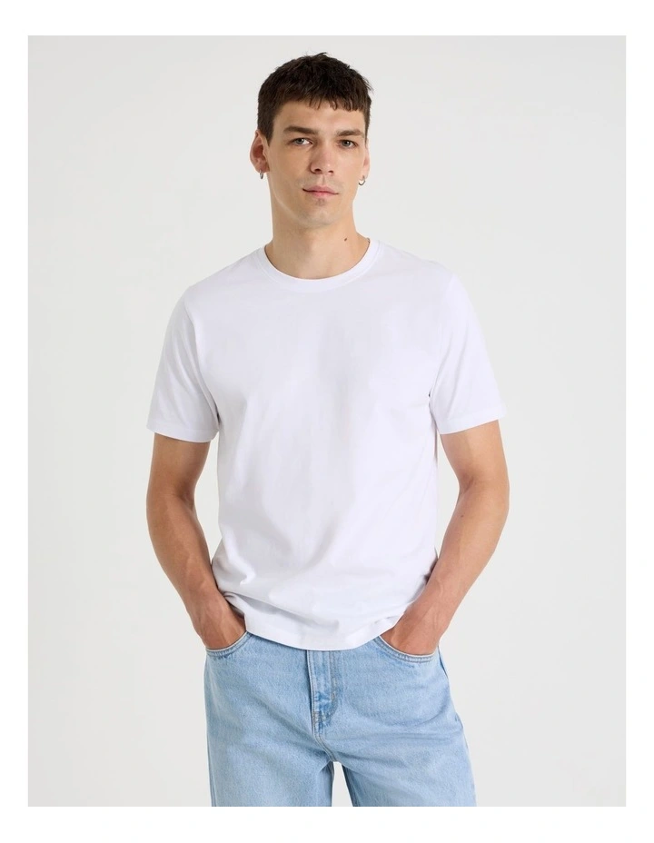 Crew Neck T-Shirt in White image 2