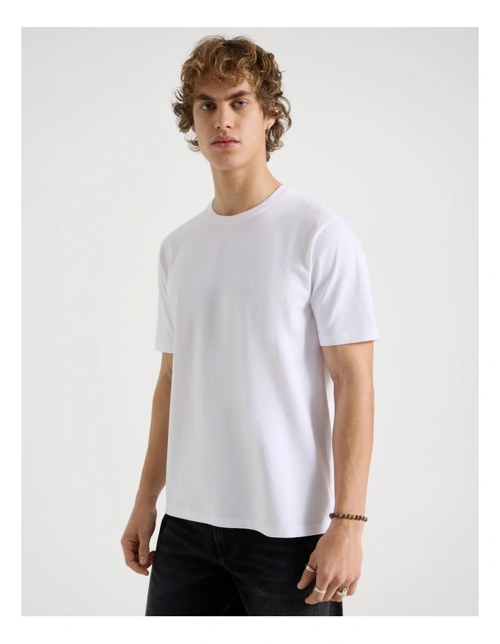 Crew Neck T-Shirt in White image 3