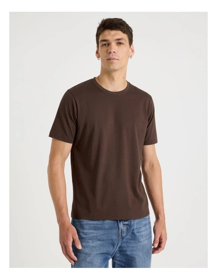 Crew Neck T-Shirt in Brown image 2