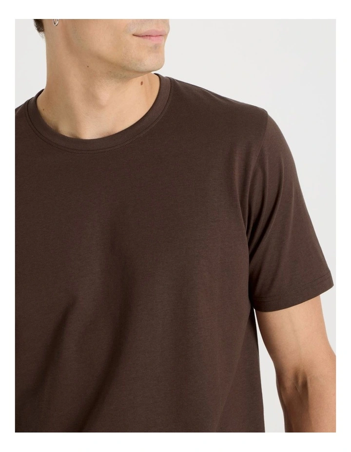 Crew Neck T-Shirt in Brown image 4