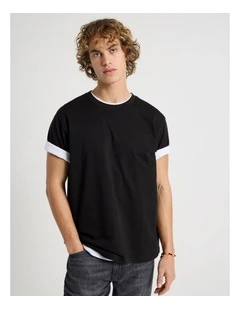 Loose Crew Neck T-Shirt in Black