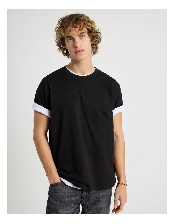 Loose Crew Neck T-Shirt in Black image 1