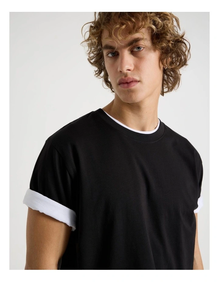 Loose Crew Neck T-Shirt in Black image 2