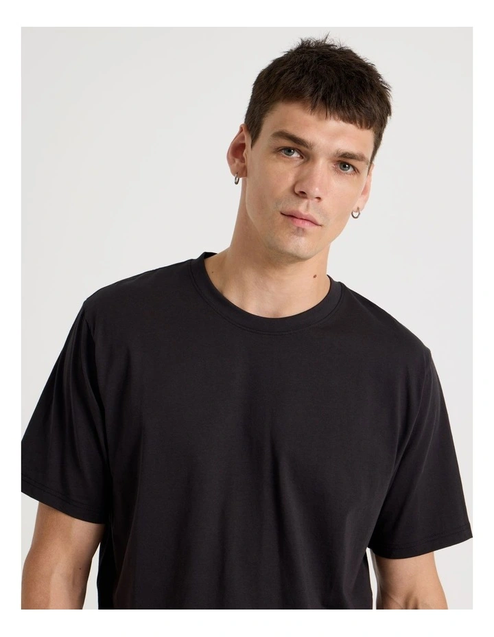 Boxy Crew Neck T-Shirt Black image 2