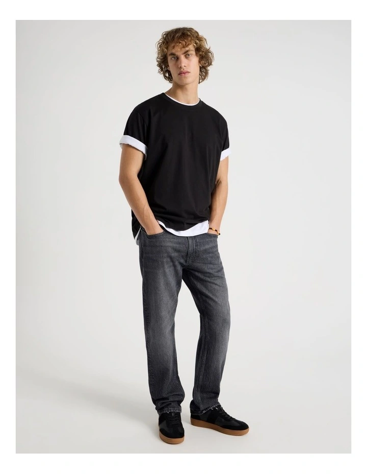Loose Crew Neck T-Shirt in Black image 3
