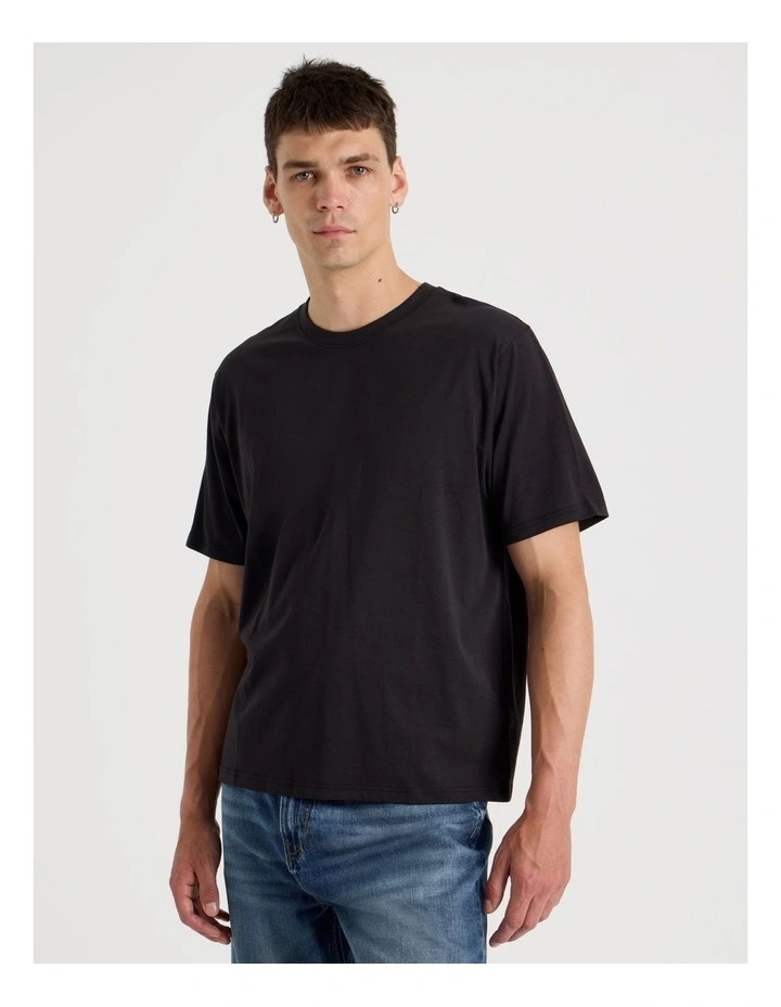Boxy Crew Neck T-Shirt Black image 4