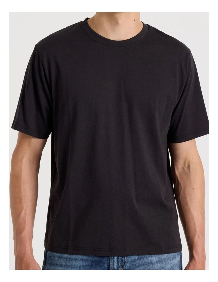 Boxy Crew Neck T-Shirt Black image 6
