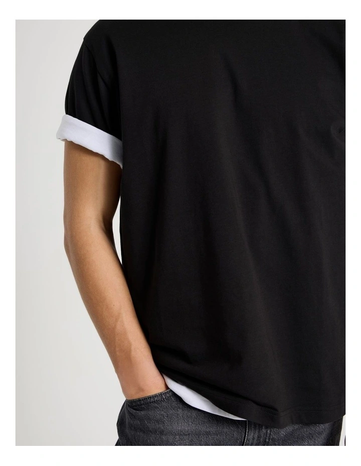 Loose Crew Neck T-Shirt in Black image 7