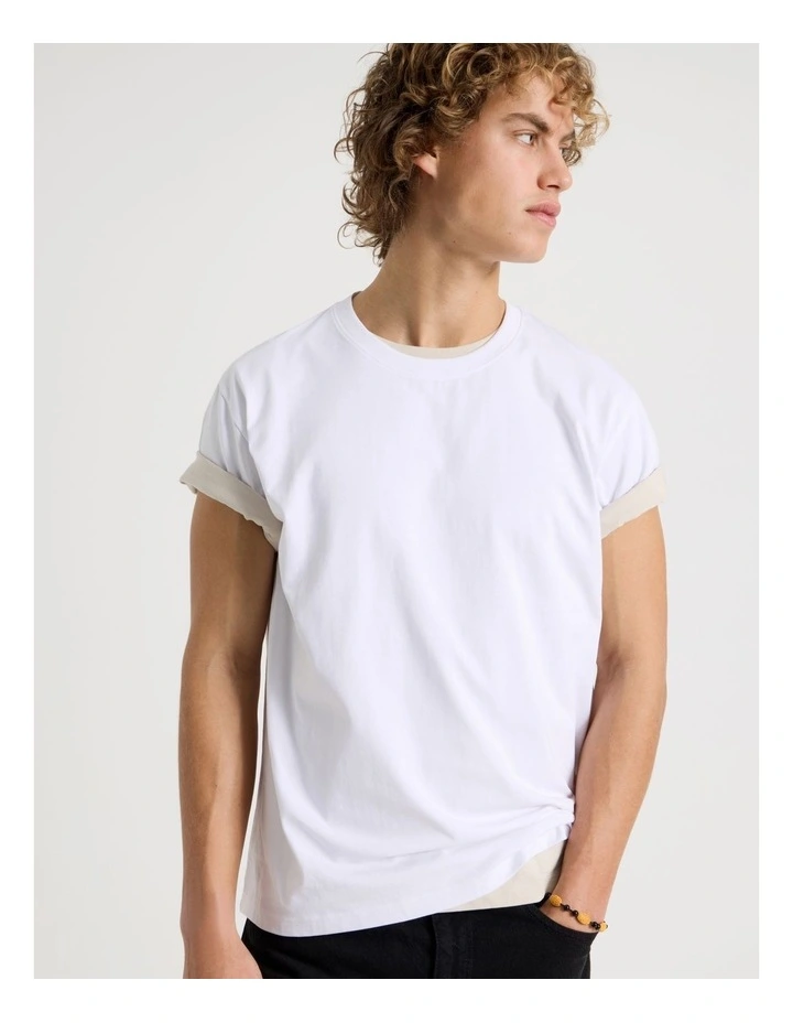 Loose Crew Neck T-Shirt in White image 2