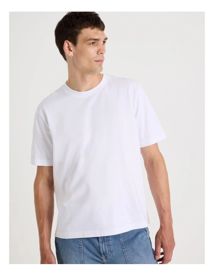 Boxy Crew Neck T-Shirt in White image 2