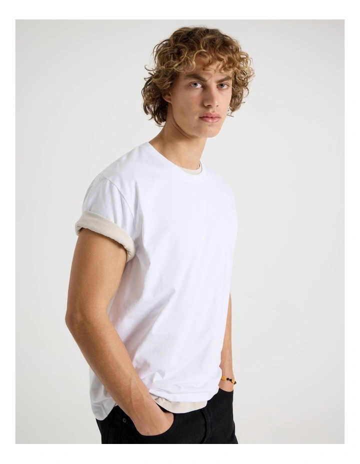 Loose Crew Neck T-Shirt in White image 3