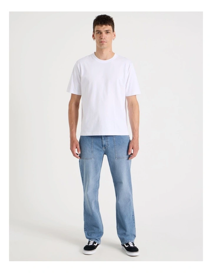 Boxy Crew Neck T-Shirt in White image 3