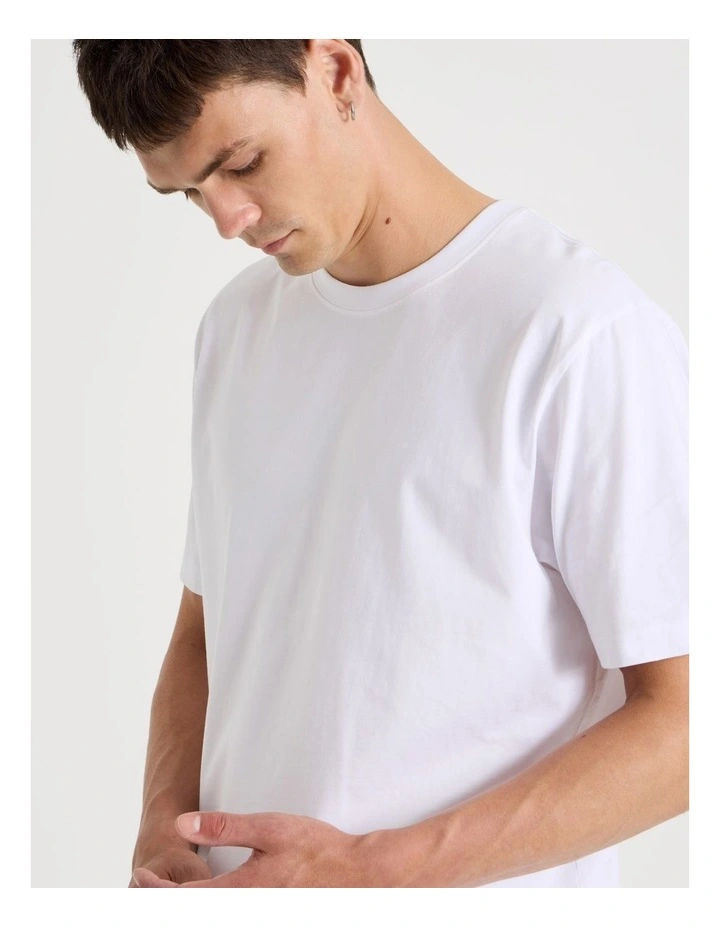 Boxy Crew Neck T-Shirt in White image 4
