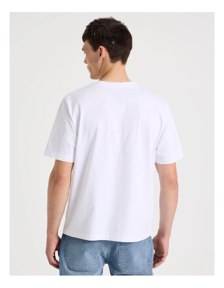 Boxy Crew Neck T-Shirt in White image 5