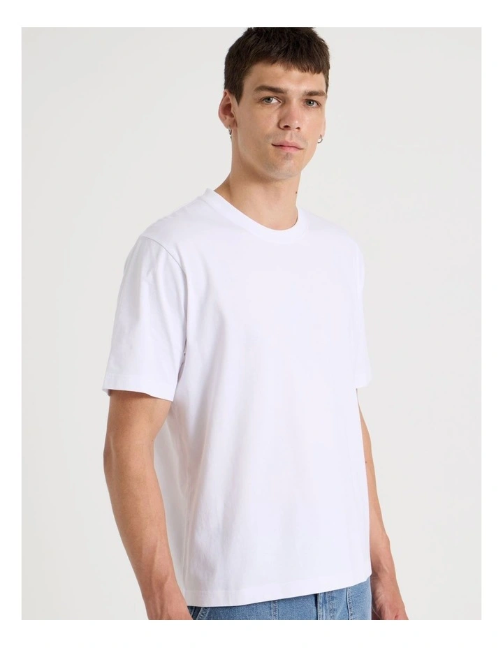 Boxy Crew Neck T-Shirt in White image 6