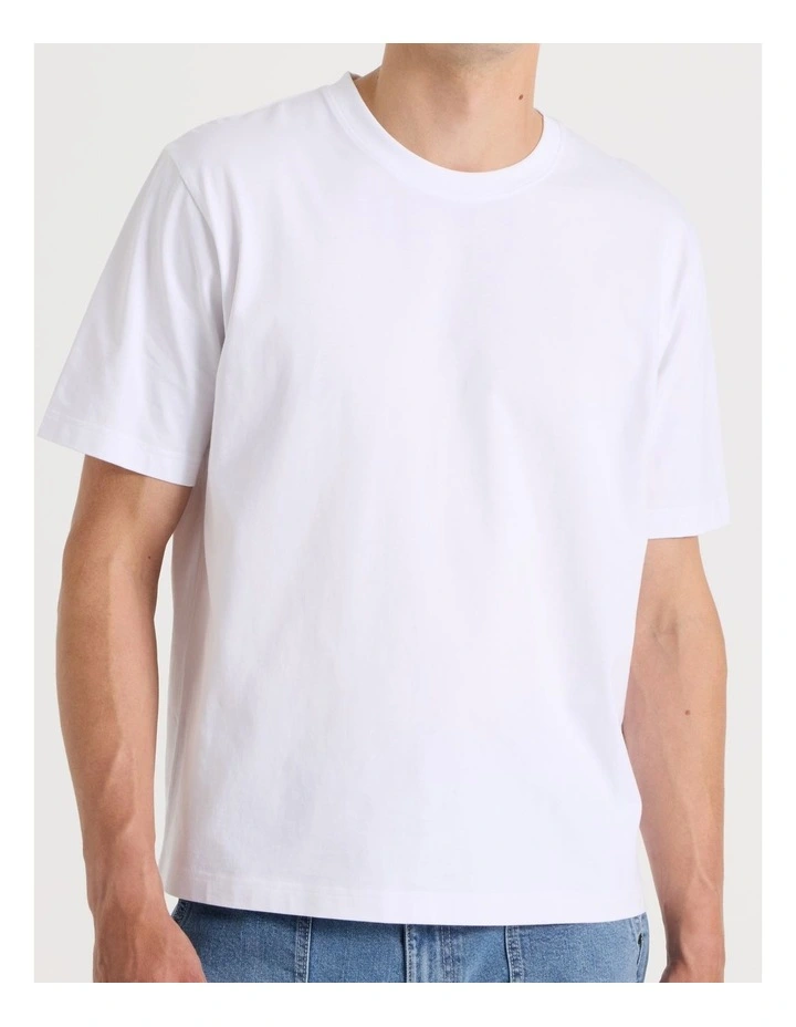 Boxy Crew Neck T-Shirt in White image 7