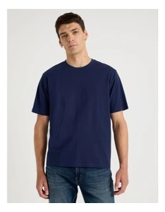 Boxy Crew Neck T-Shirt in Navy