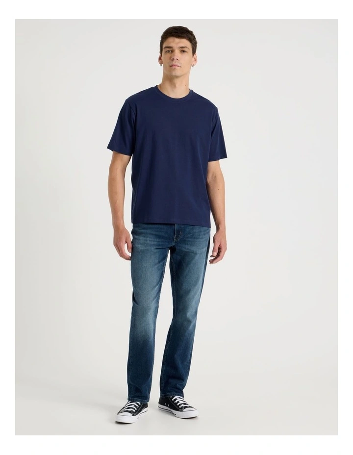 Boxy Crew Neck T-Shirt in Navy image 2