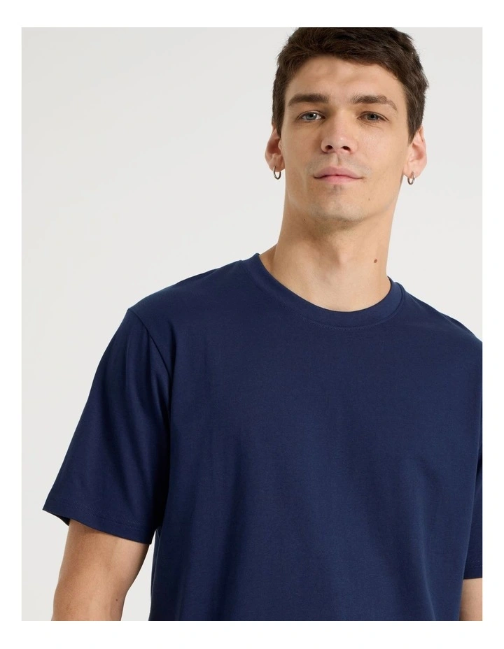 Boxy Crew Neck T-Shirt in Navy image 3