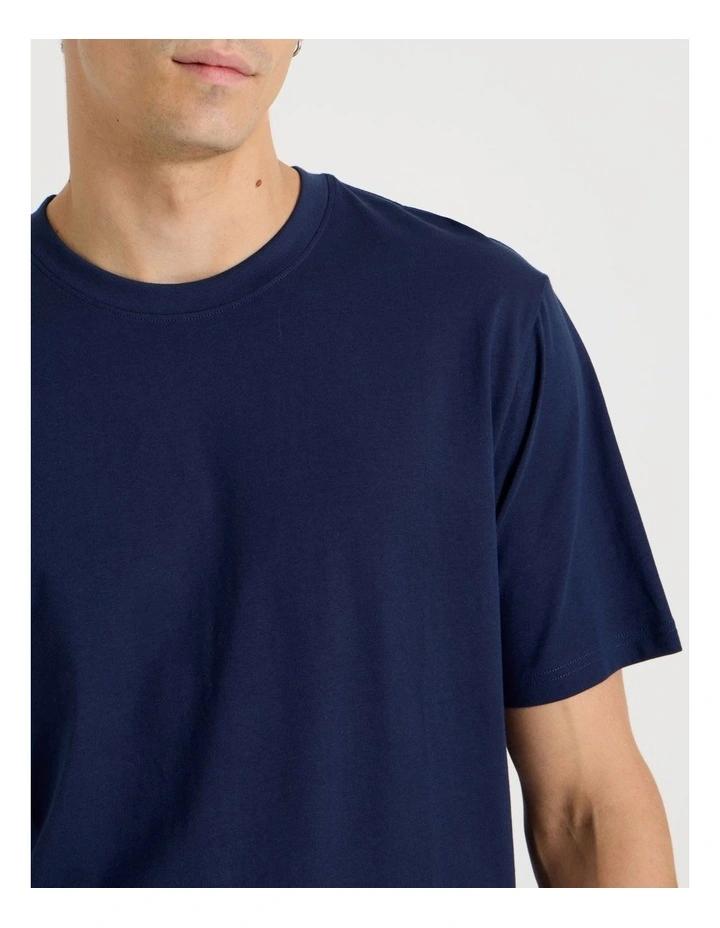 Boxy Crew Neck T-Shirt in Navy image 4