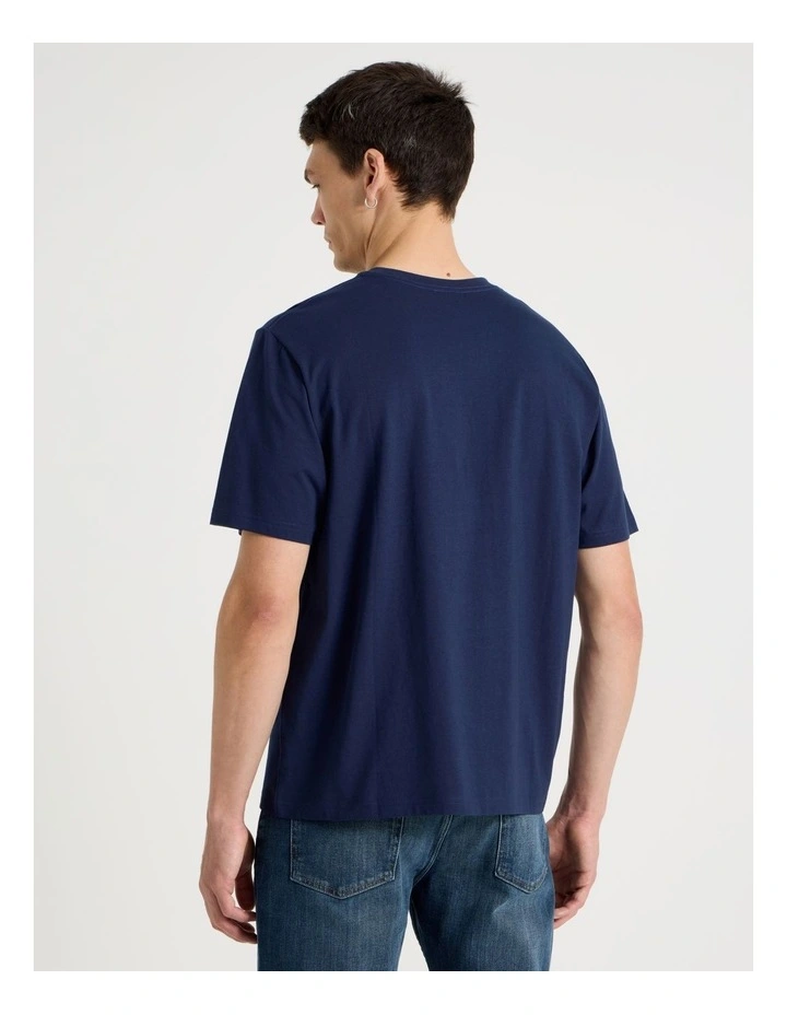 Boxy Crew Neck T-Shirt in Navy image 5