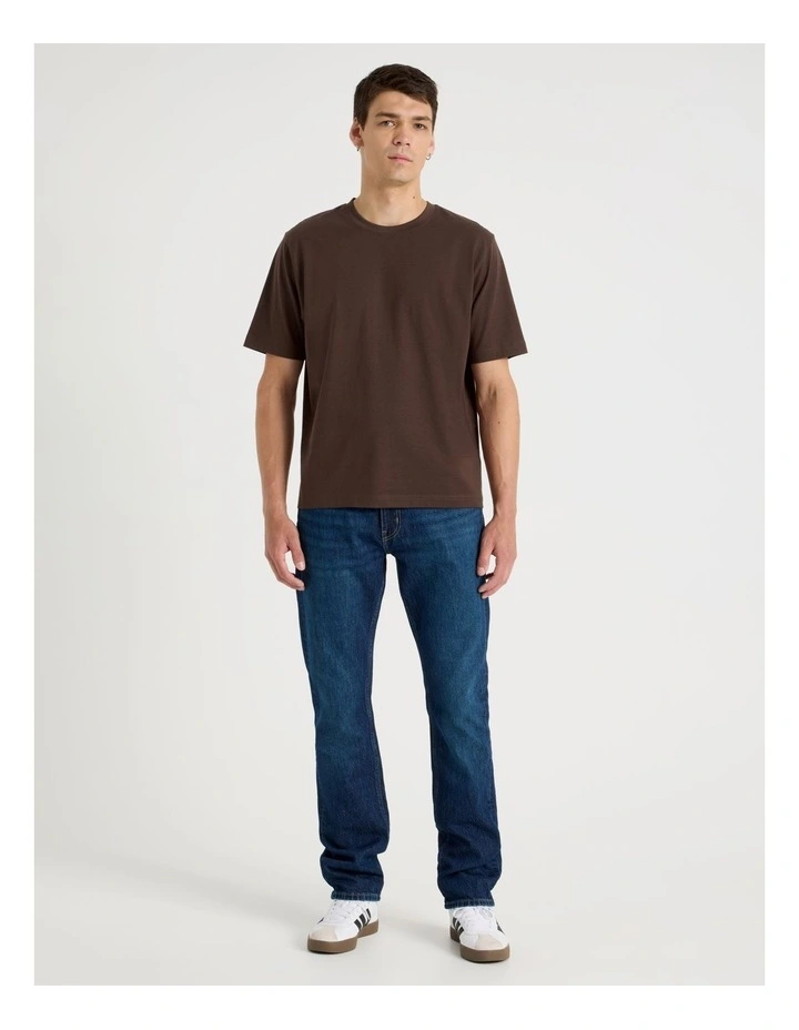 Boxy Crew Neck T-Shirt in Brown image 2