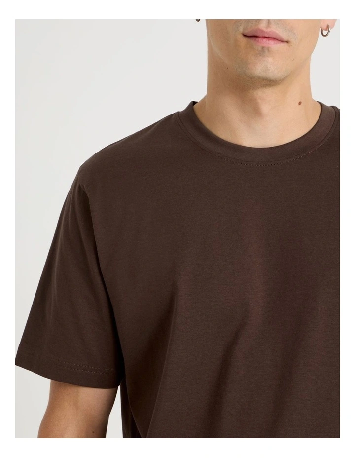 Boxy Crew Neck T-Shirt in Brown image 4