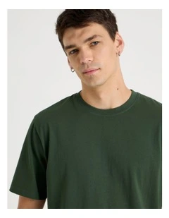 Garment Dye Loose Crew Neck T-Shirt in Dark Green