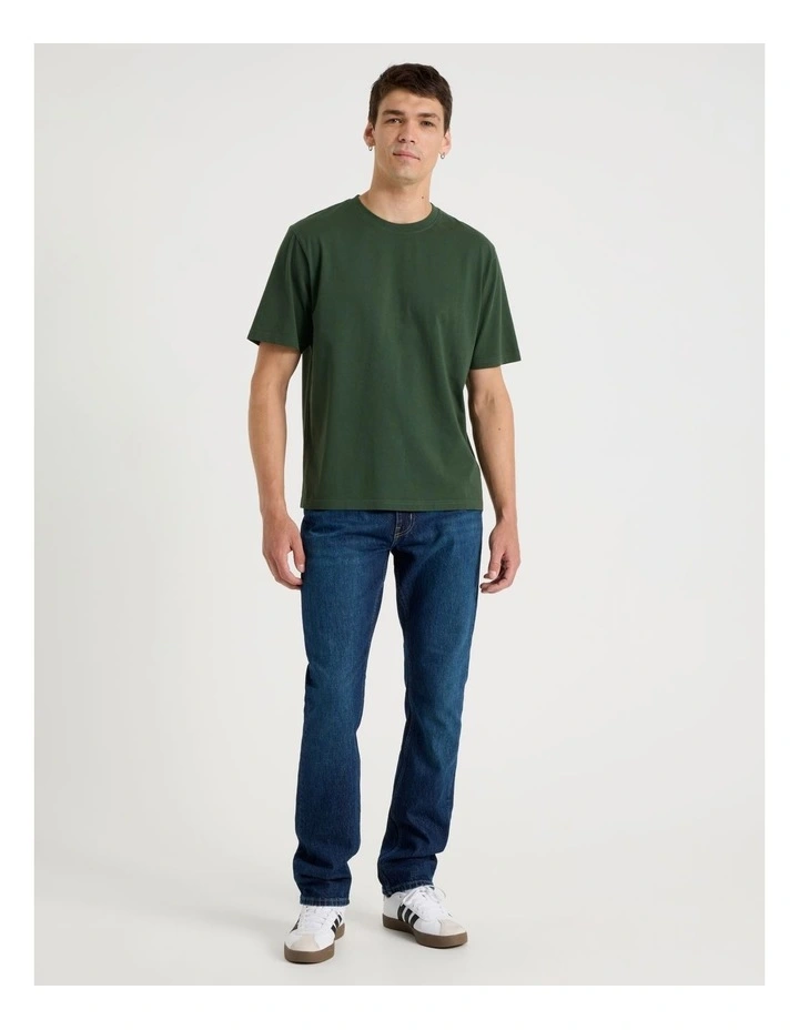 Garment Dye Loose Crew Neck T-Shirt in Dark Green image 2