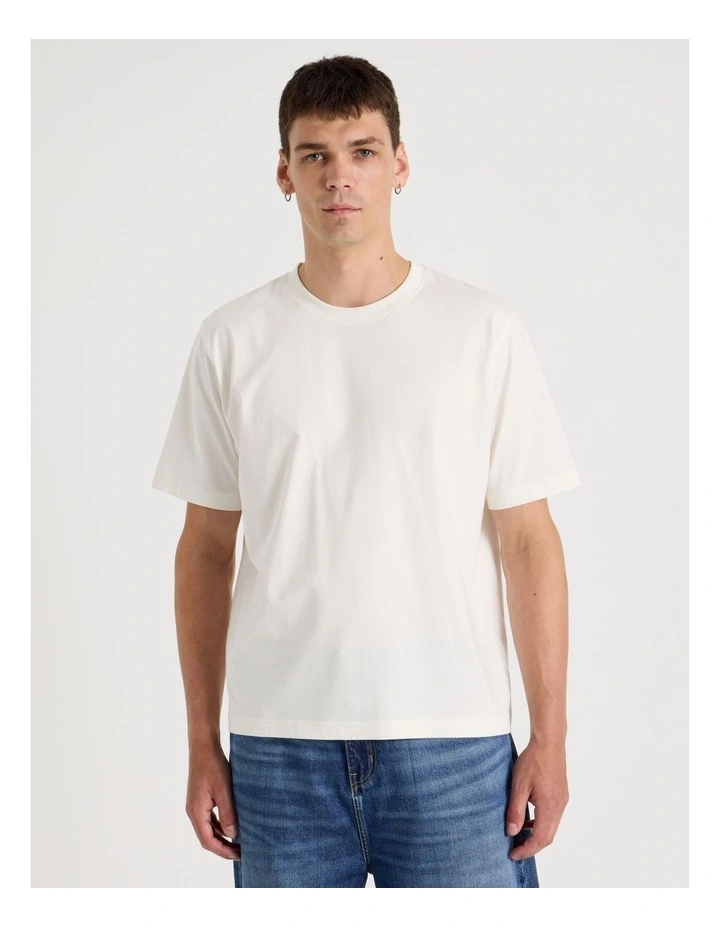Boxy Crew Neck T-Shirt in Ecru image 1