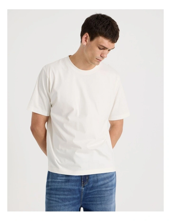 Boxy Crew Neck T-Shirt in Ecru image 3