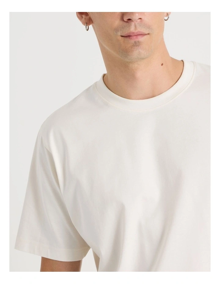 Boxy Crew Neck T-Shirt in Ecru image 4