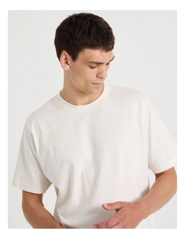 Boxy Crew Neck T-Shirt in Ecru image 5
