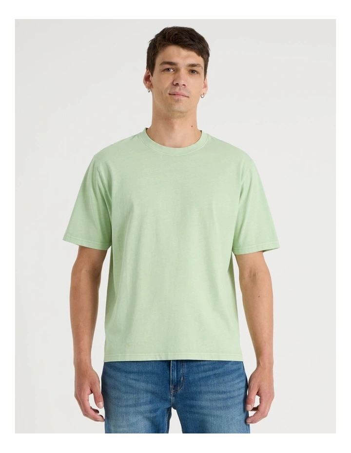 Garment Dye Boxy Crew Neck T-Shirt in Sage image 3