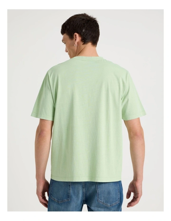 Garment Dye Boxy Crew Neck T-Shirt in Sage image 5