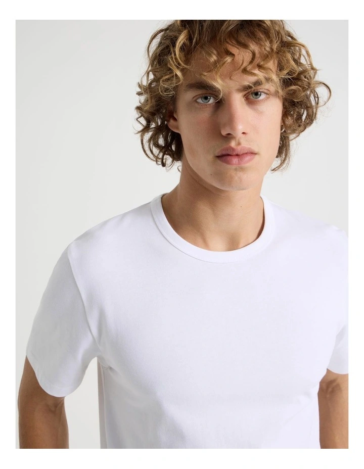 Slim Crew Neck T-Shirt in White image 2