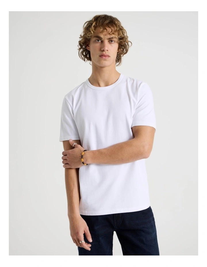 Slim Crew Neck T-Shirt in White image 4