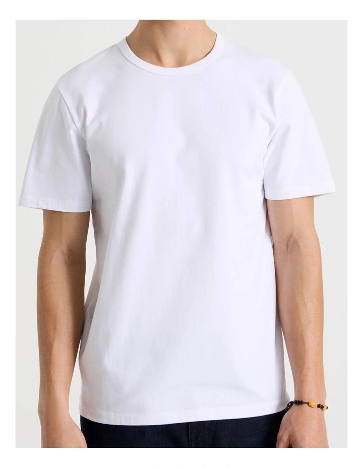 Slim Crew Neck T-Shirt in White image 6
