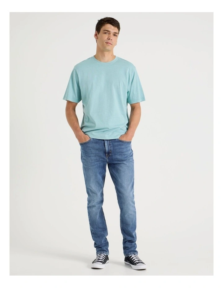 Garment Dye Boxy Crew Neck T-Shirt in Dusty Blue image 2