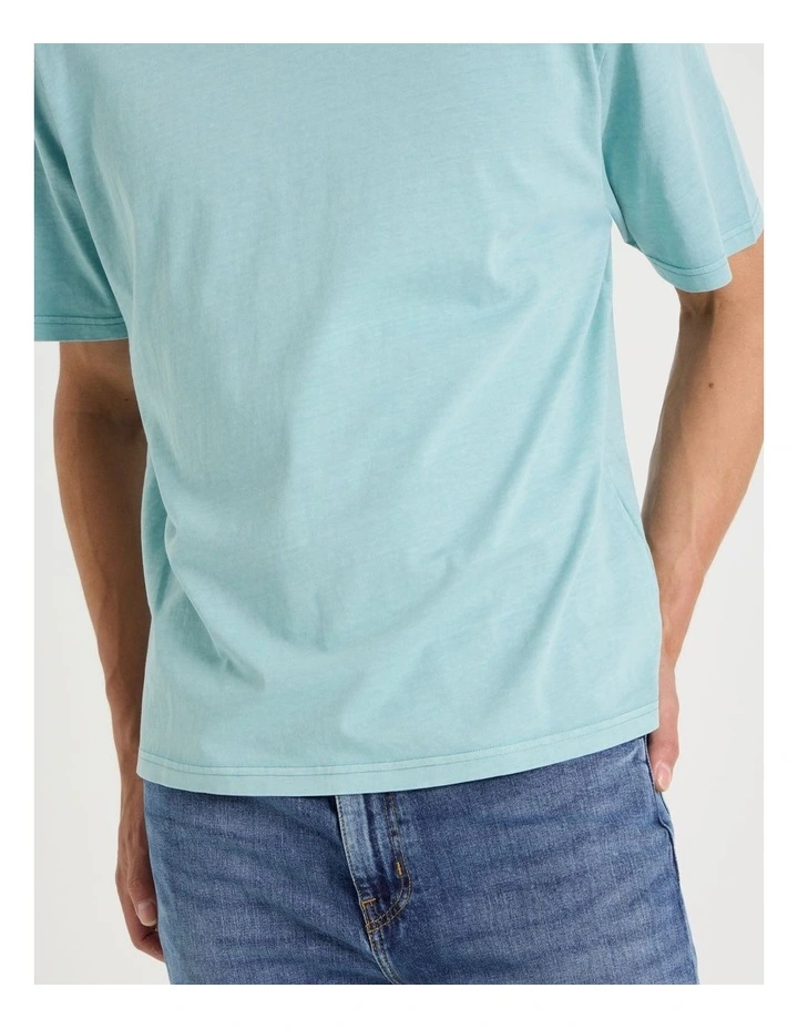 Garment Dye Boxy Crew Neck T-Shirt in Dusty Blue image 3