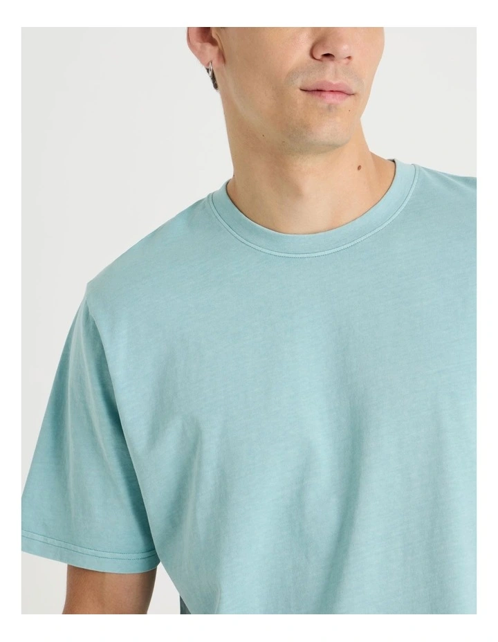 Garment Dye Boxy Crew Neck T-Shirt in Dusty Blue image 4