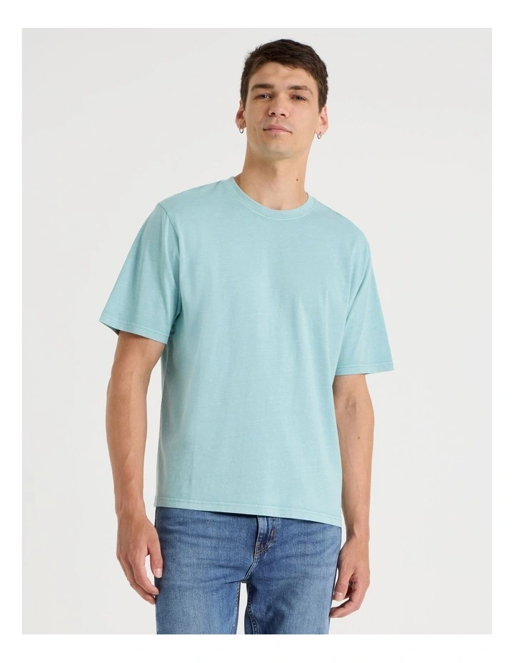 Garment Dye Boxy Crew Neck T-Shirt in Dusty Blue image 5