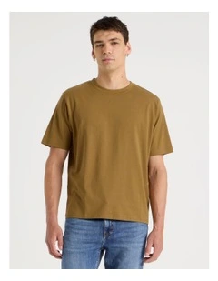 Boxy Crew Neck T-Shirt in Gold